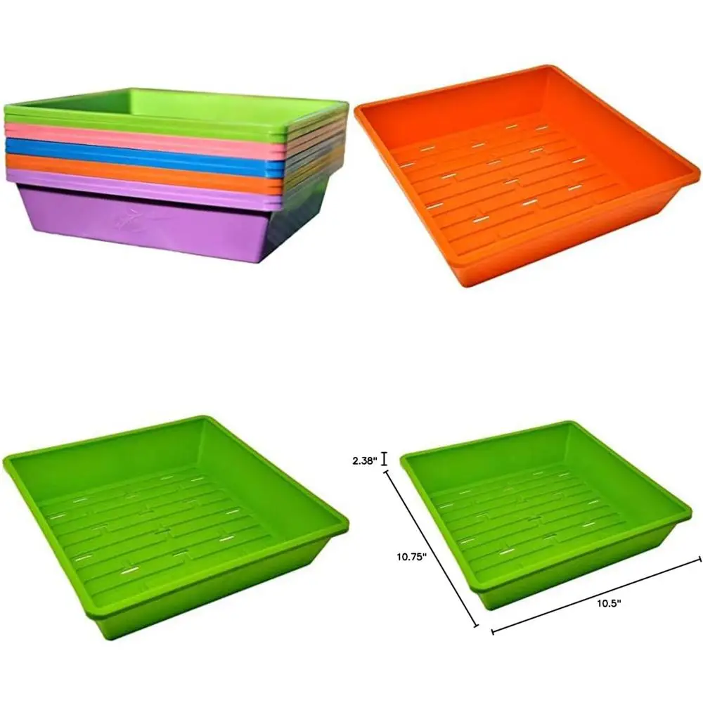 

Extra Strength Multicolor Farmer's 1010 Seedling Trays with Drainage Holes for Microgreens, 10-Pack