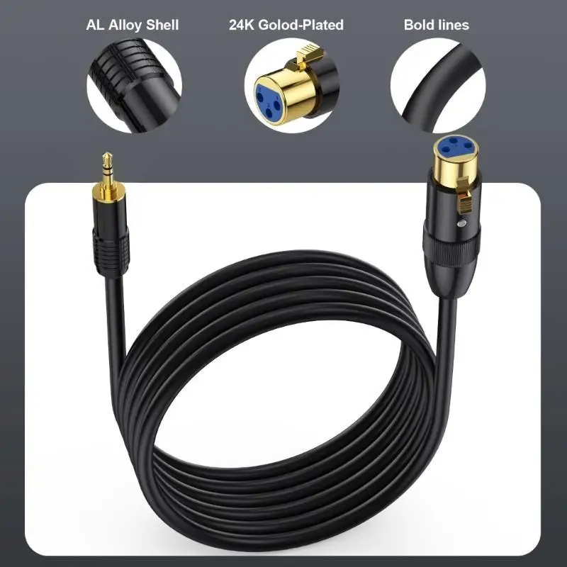 Y1UB 1/8 inch 3.5mm Stereo Microphone Cable 3.5mm Male to Sound Female Stereo for Camcorders Camera Computer Recording Device