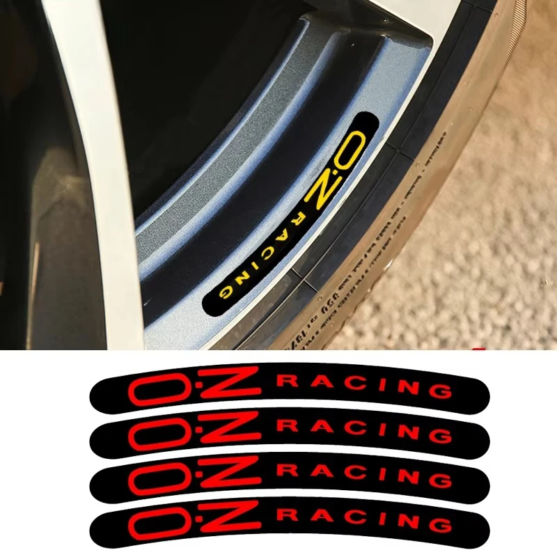 4Pcs Per Set Universal Black OZ Rally Racing Spoke Vinyl Stickers Wheel Rim Decals Auto Accessories for Car Wheel DIY Decor