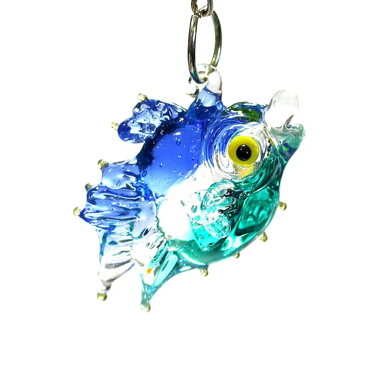 2pcs Mini Ocean Fish Glass Pendant Cute Marine Fish Charms Ornaments for Diy Handmade Craft Supplies Aquarium Decor Accessories
