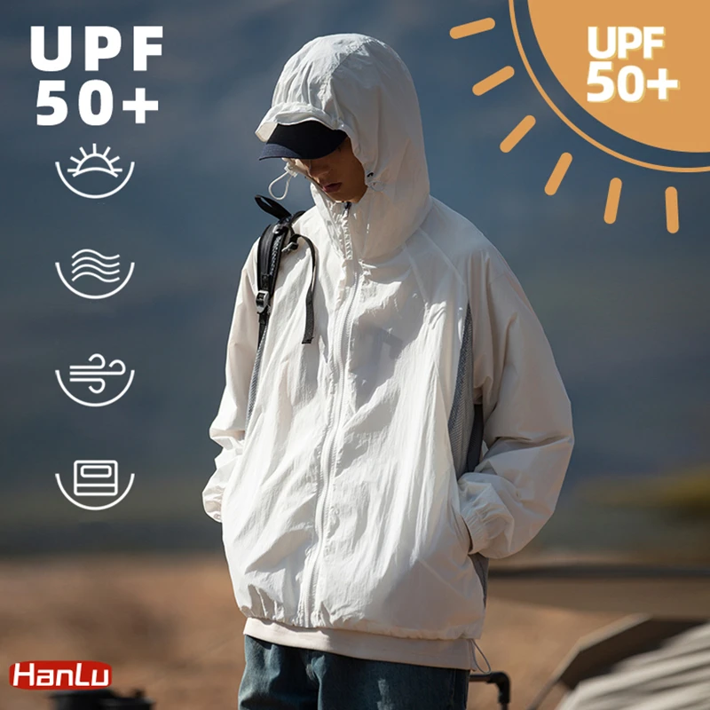 Unisex Lightweight Jackets Oversized Coat Trend Outdoor Climb Running Casual UV Resistant Breathable Hooded Sunscreen Clothing