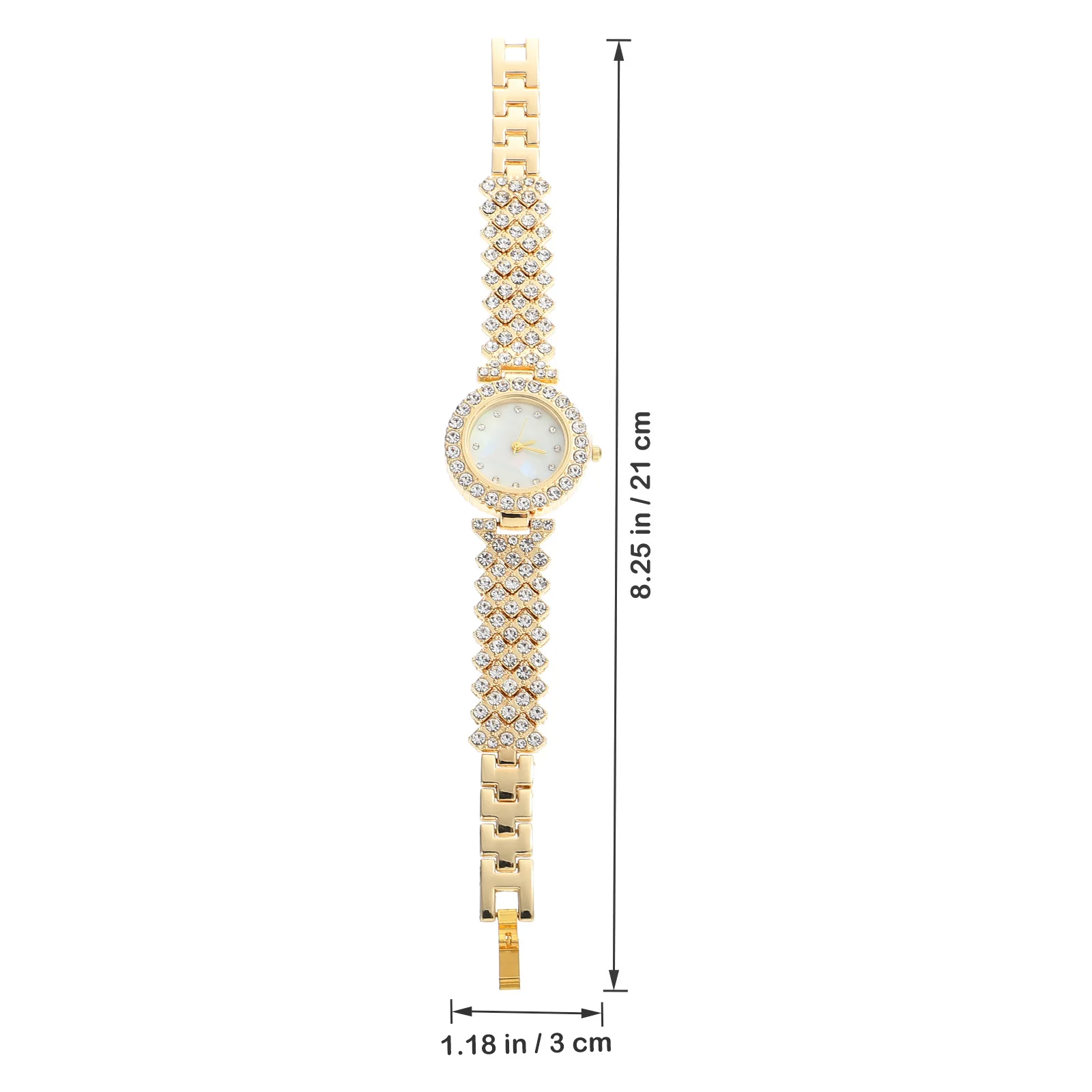 Montre en diamant pour femmes, strass dorés délicats, bracelet réglable, Design élégant, adapté à la fête