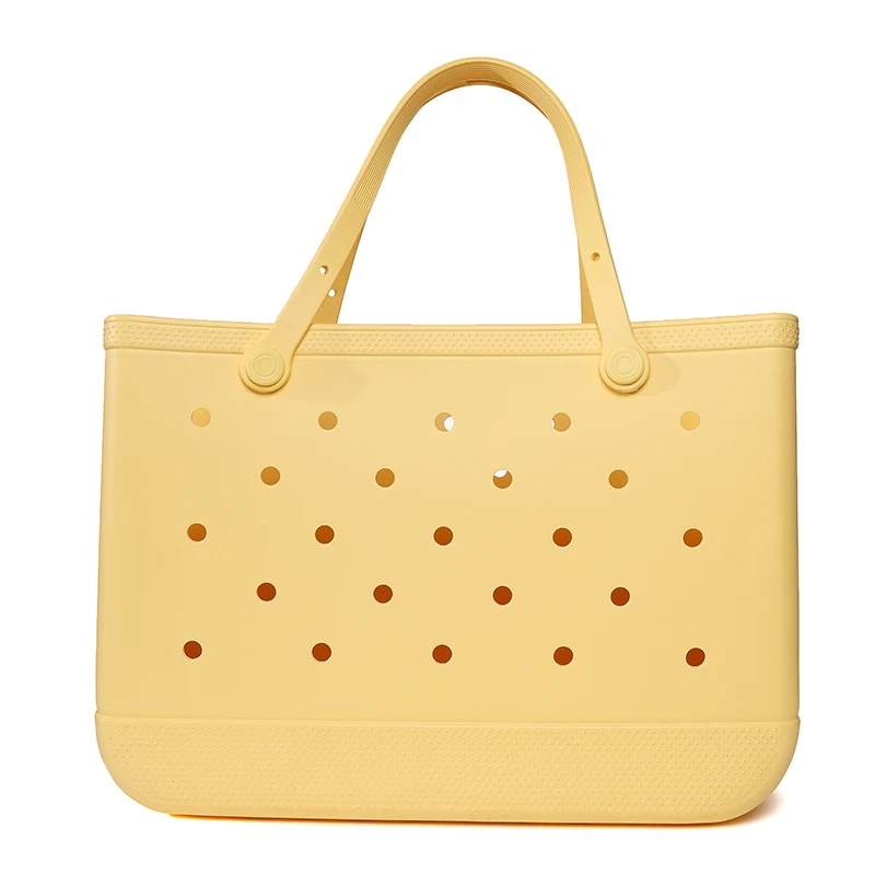 

Fashion Storage EVA Large Shoulder Bag Casual Waterproof Beach Tote Travel Handbag Storage for Women Bag Hole Fit Charms