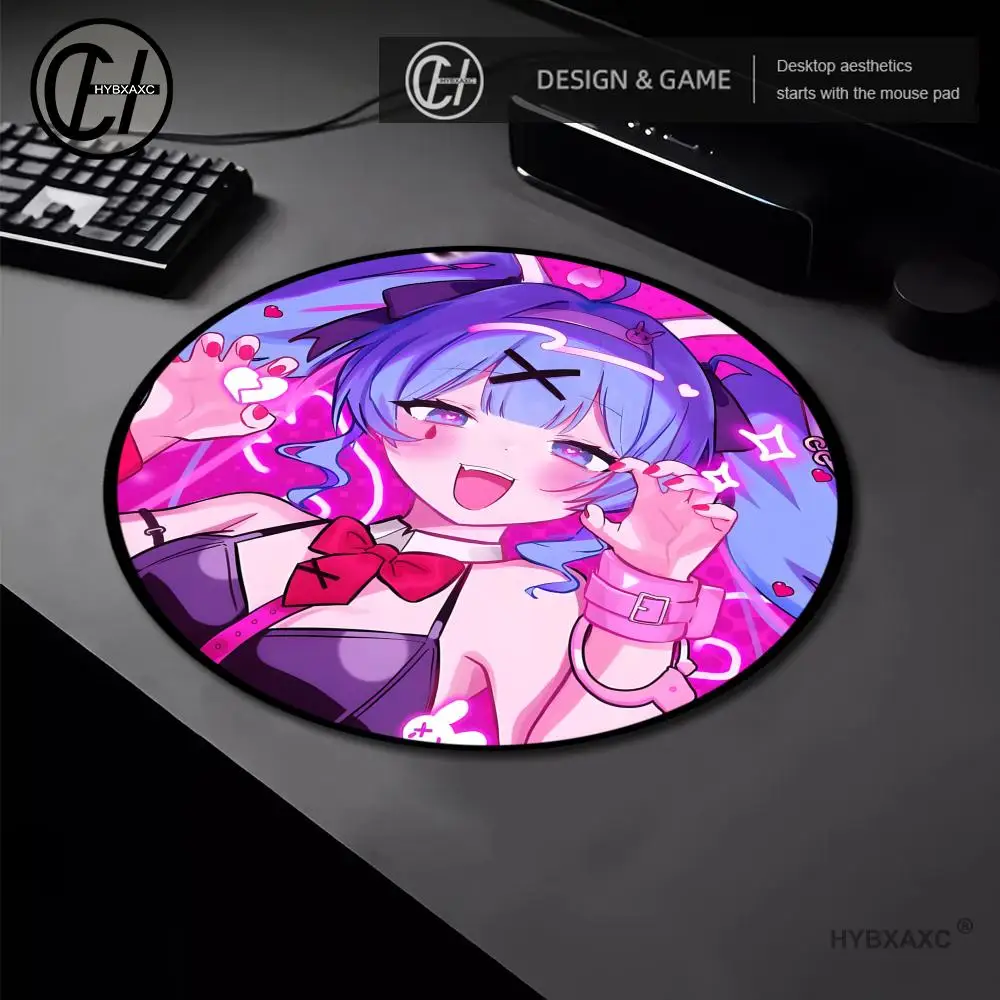

Anime Rabbit Hole Girl Round Mouse Pad Cute Gaming Mousepad Non-Slip Rubber Base Kawaii Desk Mat for PC Laptop Computer