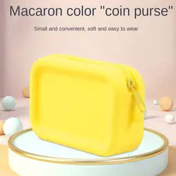 Silicone Organizer Cosmetic Bag Vintage Waterproof Smooth Zipper Earphone Bag Macaron Color Wallet Coin Purse Students