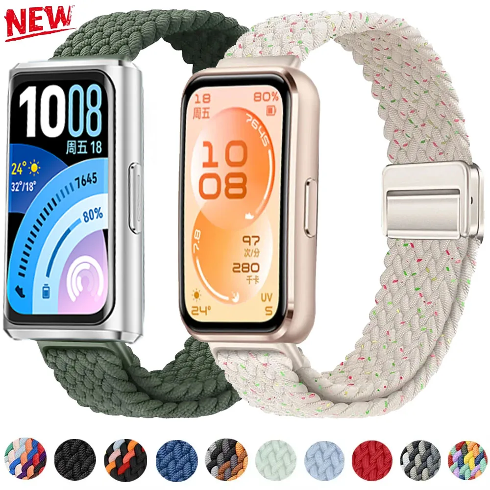 Offizielles geflochtenes magnetisches Nylonarmband für Huawei Band 11/11 Pro, Schnallenarmband für Huawei Band 8/9/10/11/11 Pro