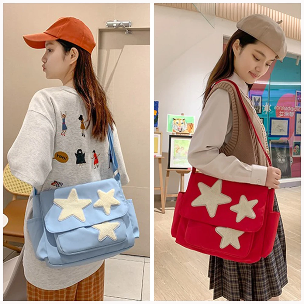 Bolso cruzado de PANA con patrón de estrella para mujer, bolso de mano informal, bolso de hombro Simple de gran capacidad, bolso de viaje para niñas, bolso de libros para la escuela