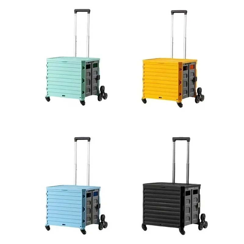Six Wheel Foldable Stair Climbing Shopping Hand Cart Space Saving Household Shopping Grocery Transport And Regular Carrying Jobs