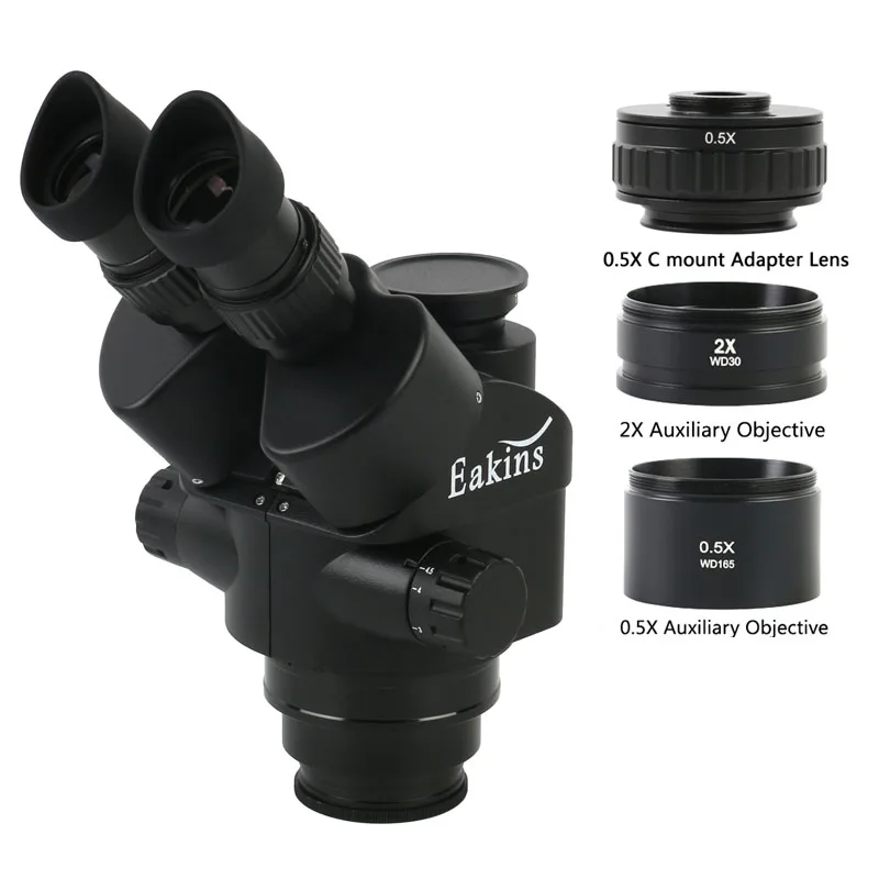 Microscópio Trinocular Simul-focal Zoom Cabeça Microscópio Estéreo 0.5x c Mount Lens Adaptador de Câmera para Solda Pcb 7x45x 3.5x-90x