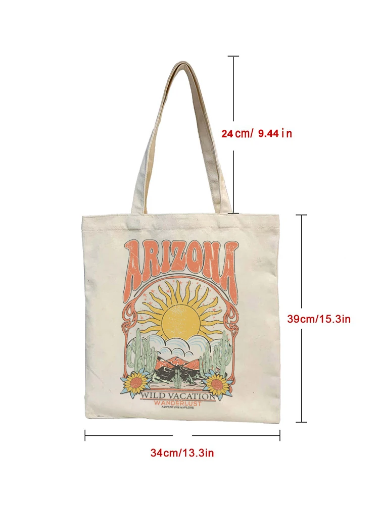 Fashion Vintage Arizona Print Tote Bag borsa a tracolla Casual Canvas Shopping Bag borse Canvas Shopper Girl Tote Shoulder Bags