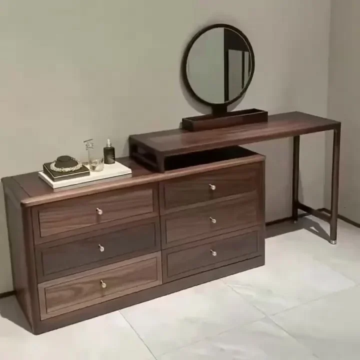 North American black walnut dresser chest chest integrated bedroom dressing table retractable