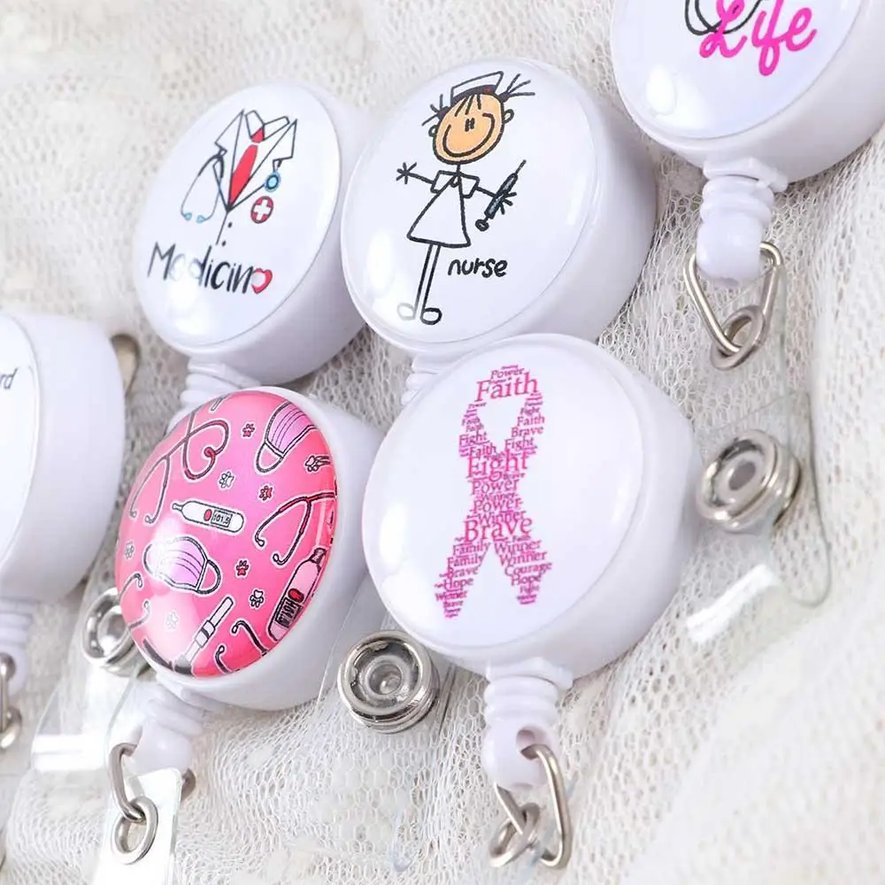 Cute Hospital Reel Clip Medicine ID Card Retractable Badge Reel Nurse Doctor Name Card Holder Badge Holder