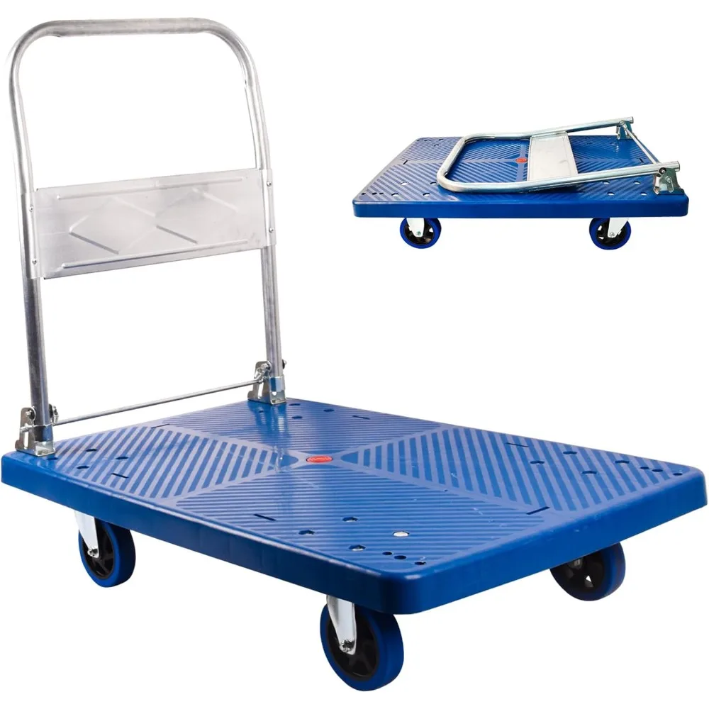 660lbs Foldable Platform Truck Dolly w/Swivel Wheels, Heavy Duty Moving Platform Hand Truck, Moving Flatbed Cart for Groceries