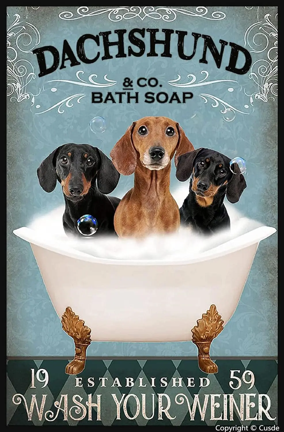 Cusde Funny Dachshund Decor Wash Your Weiner Bathroom Vintage Metal Tin Signs Toilet Wall Decor Bathtub Decor Dachshund Lovers S