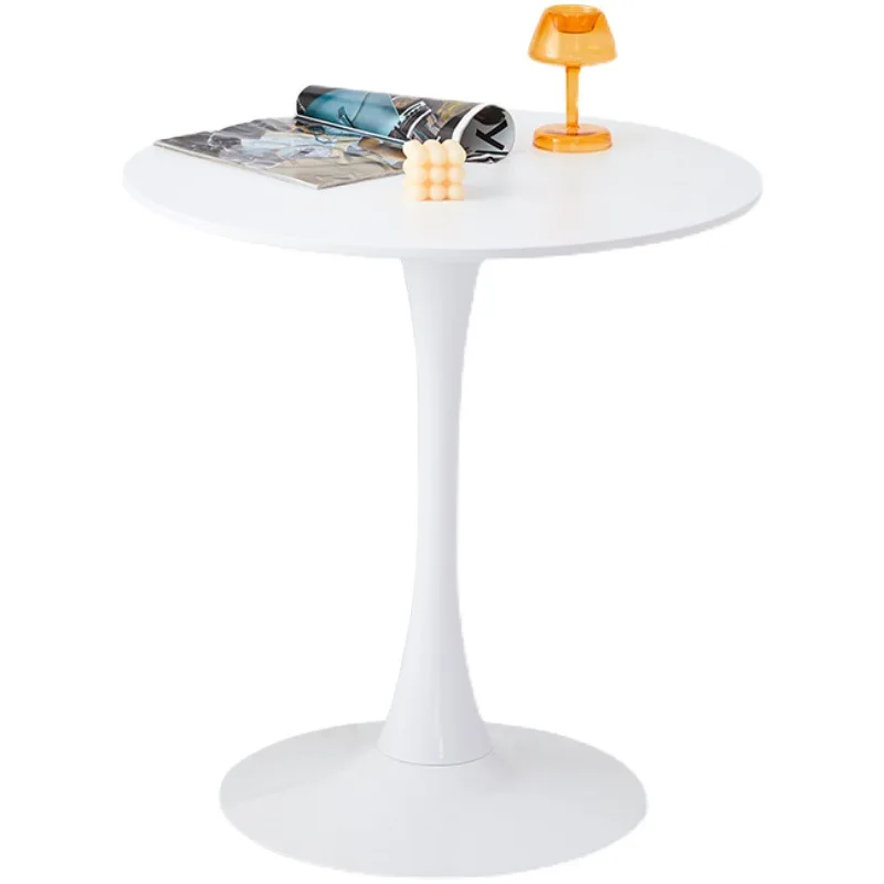 Simple and casual dining table, white Nordic coffee table, milk tea negotiation table,small round table and chair image 5