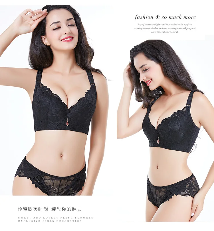 ABCDE Cup Underwear Suit Women The Lace Has A Steel Ring Push Up Bra Set Gathering and Adjusting Thin Section Plus Size Bra Sets