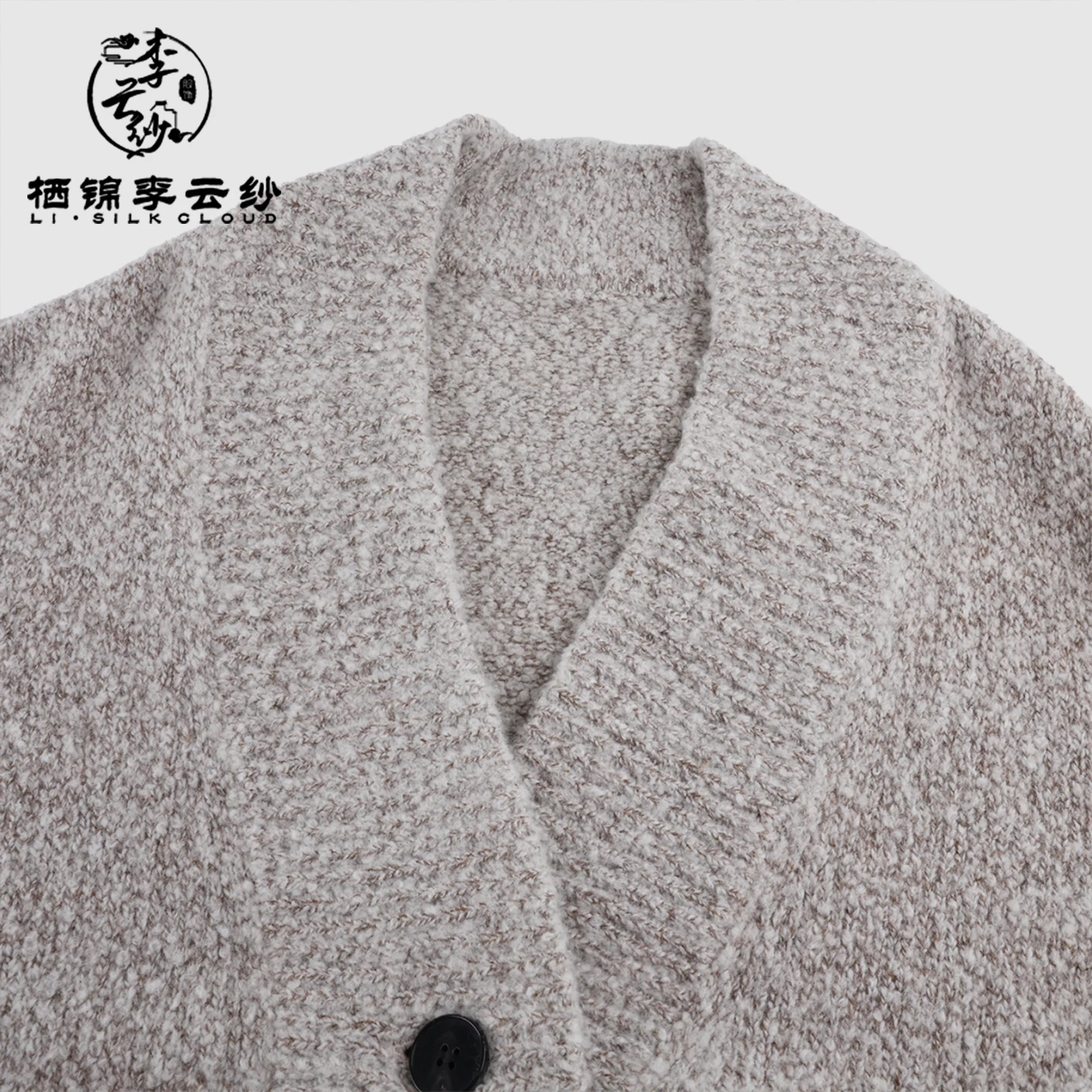 LI SILK CLOUD エレガントな秋冬ニットジャケット - ソフトなフリース裏地、ウールブレンド、繊細な質感