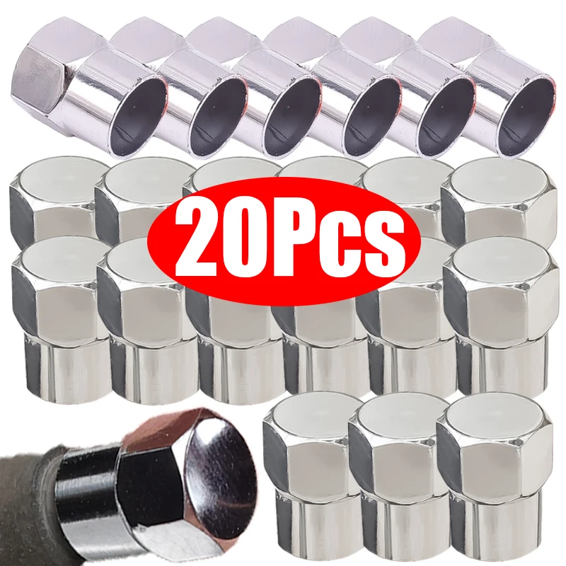 

Car Flat Head Valve Cap Universal Hexagonal Chrome Plated Dust Wheel Nozzle Decor Tyre Valve Stem Caps Auto Accessories 20/10Pcs