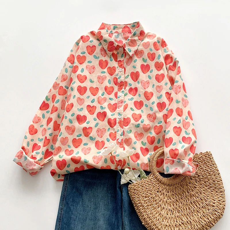 

Women's Retro Loose Fit Long Sve Cotton irt Spring Collection Artistic Print Casual Commute Sle Regular Length