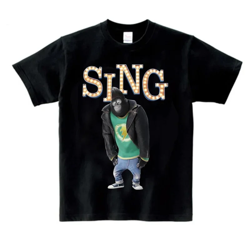 Youth Sing Movies T-shirt Sing Kids Party Shirt Johnny Gorilla Shirt Children's Summer T-shirt Boys Girls Youth Boys Shirt