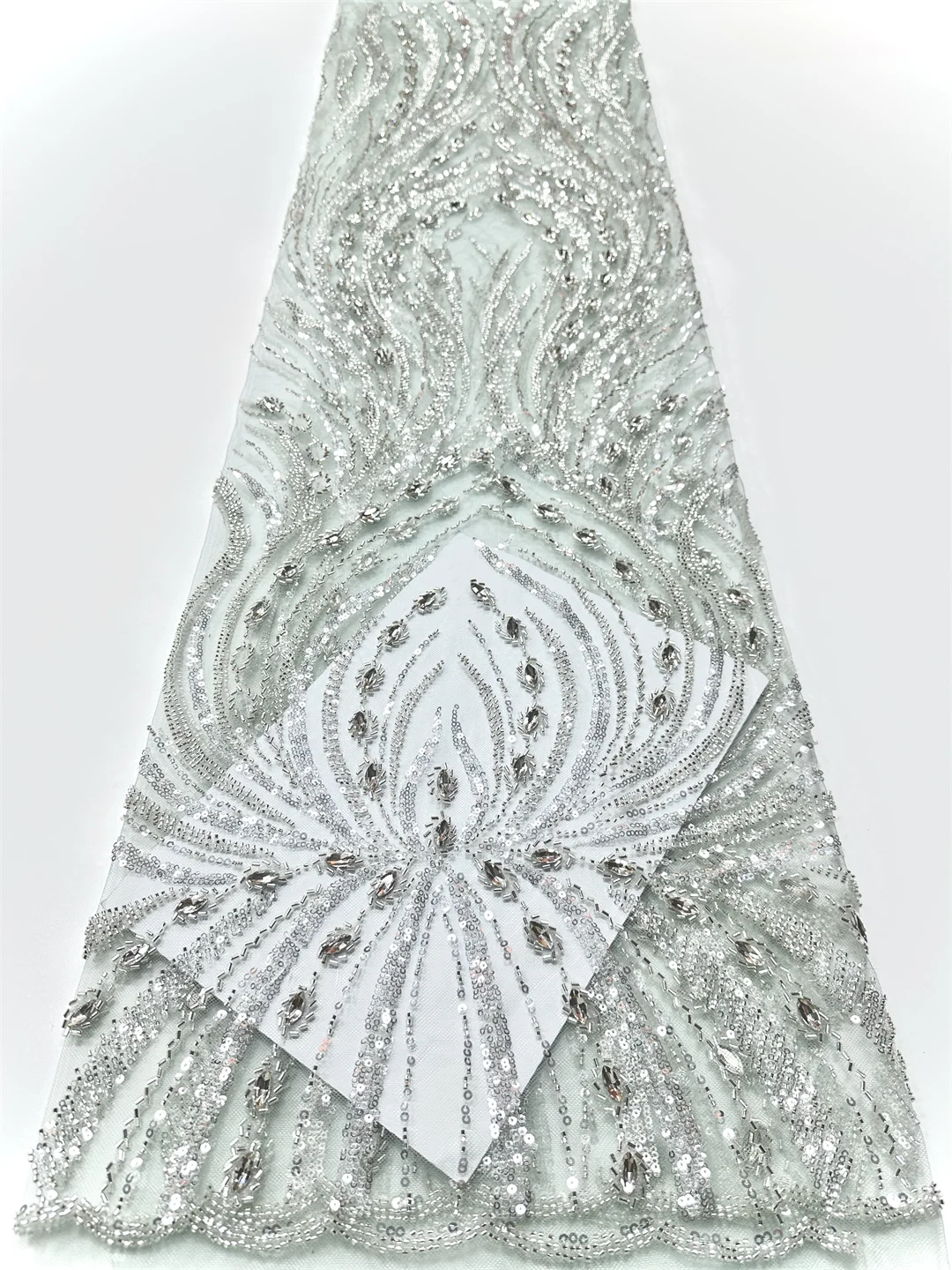 African Heavy Beaded Lace Fabric 2026 High Quality Lace French Mesh Sequins And Stones Nigerian Lace Fabric Bridal Party Dresses