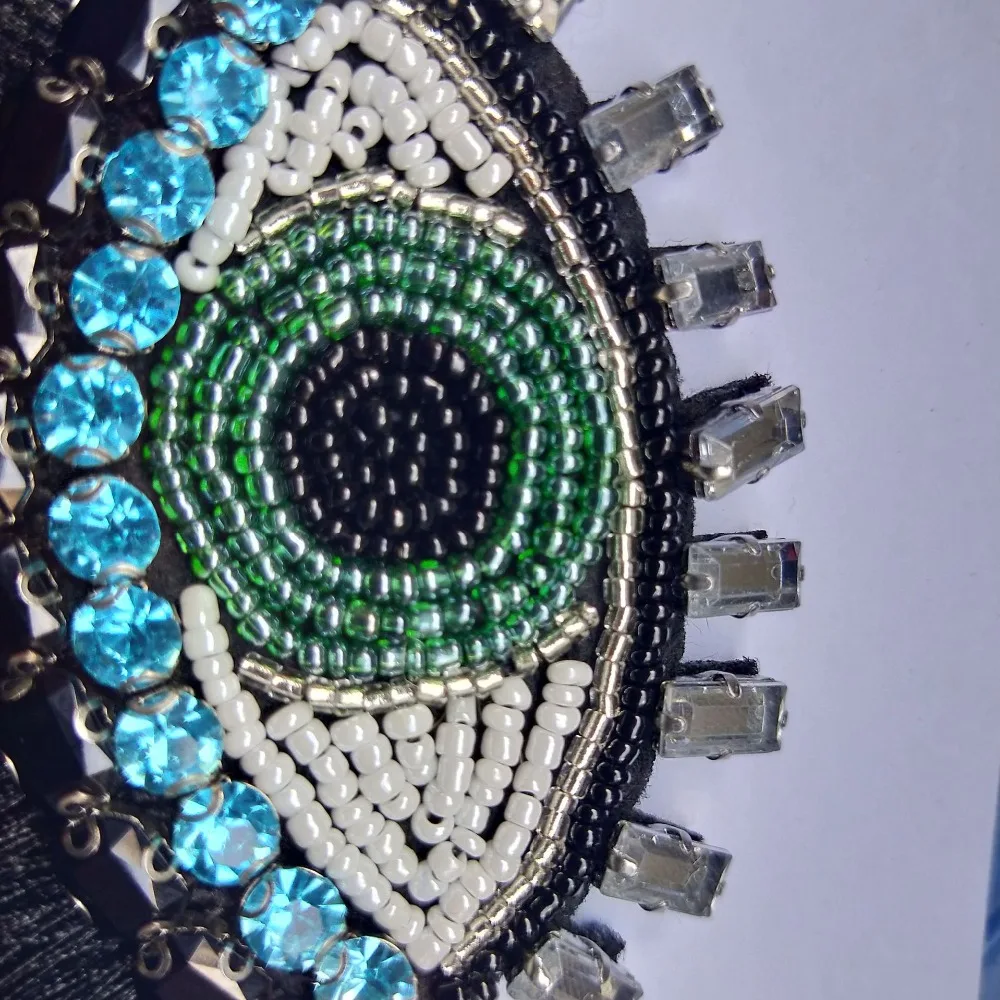 1 sztuk Rhinestone oko naszywka z koralikami do szycia odzieży na aplikację z koralików ubrania buty torby naszywka dekoracyjna DIY odzież