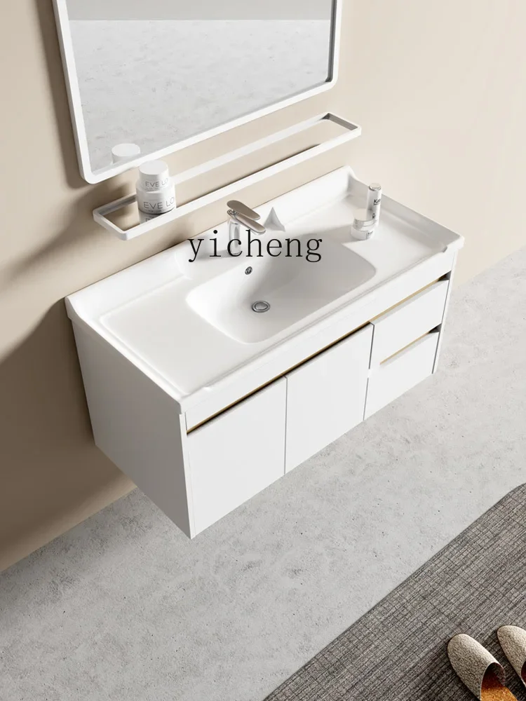 XL Solid Wood Bathroom Cabinet Combination Wash Basin Washbasin Cabinet Ordinary Square Mirror Washstand Bathroom