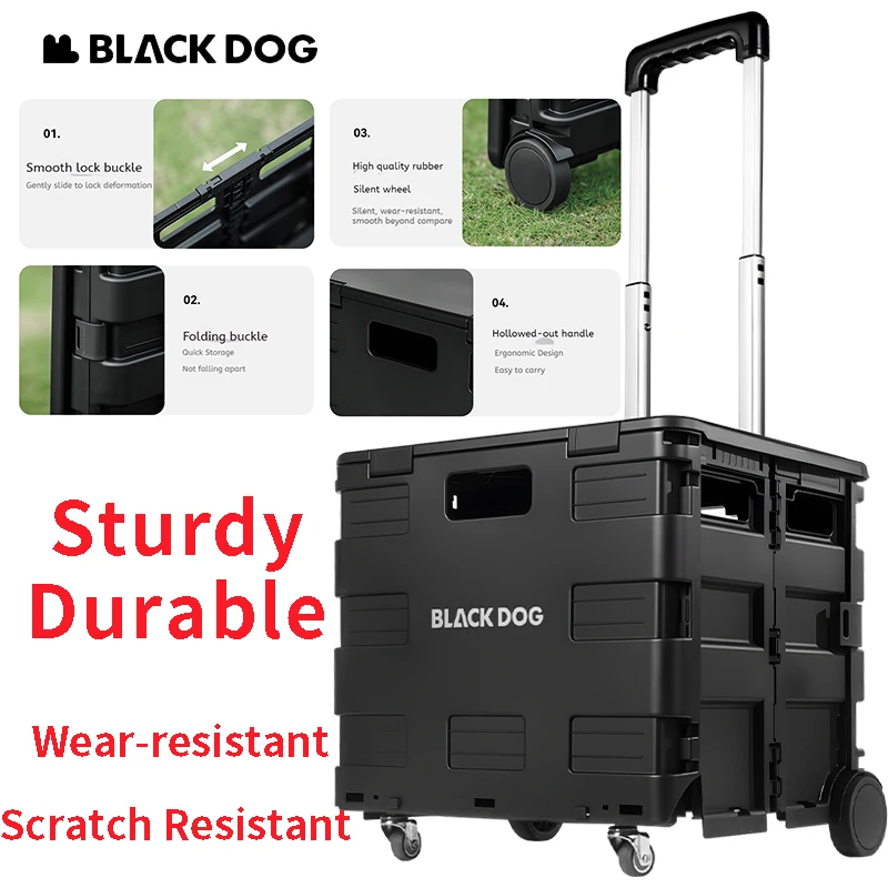 Naturehike BLACKDOG Star Track X-Rod قابل للطي تخزين السيارة قضيب تليسكوبي ضغط تحمل 360 °   عجلة حريرية منزلقة عالمية