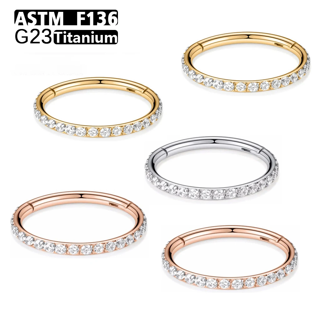 

F136 Titanium Open Small Septum Piercing High Quality Zircon Stone Hight Segment Rings Nose Earrings Helix Body Piercings 16G