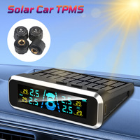 4 Exteral Sensors Car Tire Pressure Monitoring System USB / Solar TPMS Auto Security Alarm Systems Digital LCD Display 0-6.0Bar
