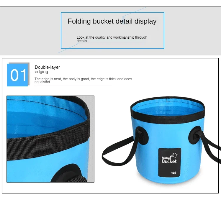 12L/20L Schüssel Waschbecken Waschen Tasche Auto Waschen Eimer Tragbare Outdoor Reise Faltbare Wasser Multifunktions Falten Tragbare Eimer wasser – Detail 8