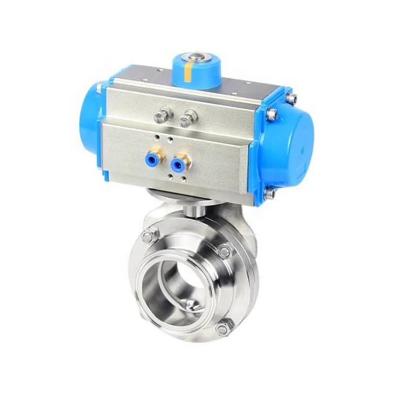 Sanitary horizontal pneumatic butterfly valve for beverage