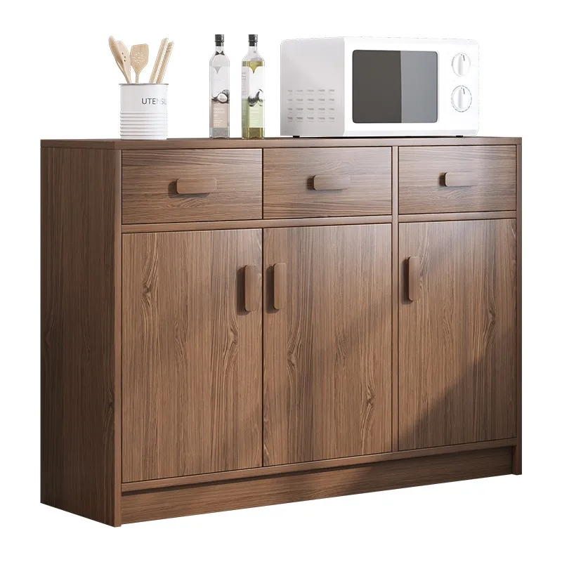 

Home Furniture Modern Bedroom Living Room Furniture Buffet Cabinet, Wood Grain Aluminum Small Side Sideboard