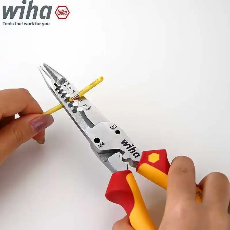 

Многофункциональные изолированные плоскогубцы Wiha 47199 6-в-1 для электриков, с функциями зачистки проводов, зачистки клемм и резки, 1000В VDE