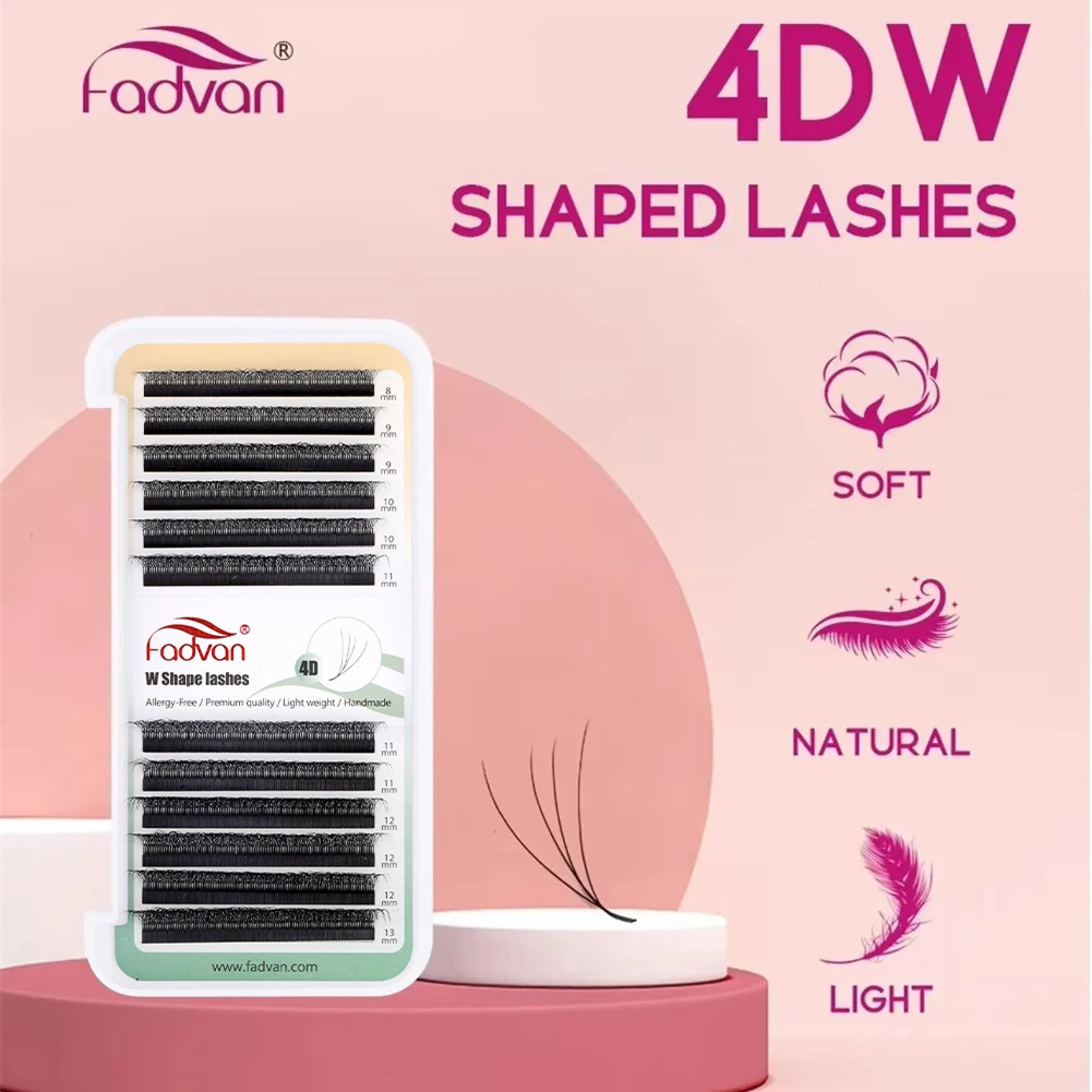 Fadvan 4D W In Shape Eyelash Extension Premade Volume Fans Soft Style Mink Easy To Embellish Natural False Eyelashes