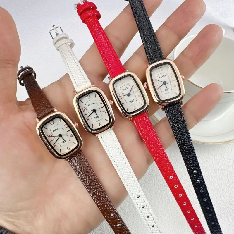 Brand Quartz Watch for Women Colleague Style Vintage Luxury Gift Watches Leather Strap Rectangular Dial Wristwatch Dropshipping