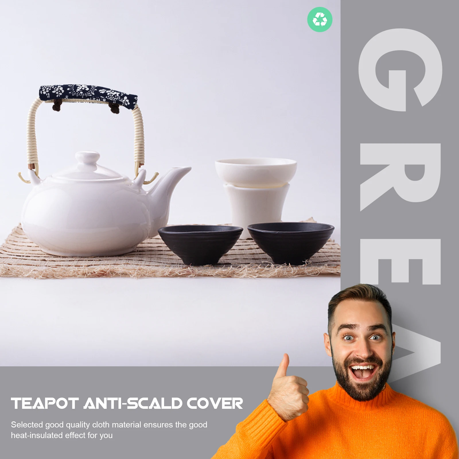 

Anti-scald Cloth Pot Handle Covers Blue Vintage Heat Resistant Teapot Accessory Teakettle Handle Cover Practical Kitchen