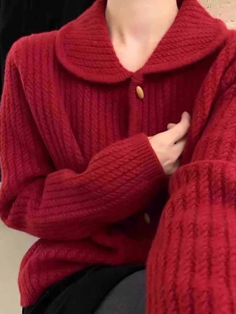 

Модный утепленный вязаный свитер с воротником на пуговицах, мягкий женский топ, повседневный зимний свитер для поездок на работу, с длинными рукавами