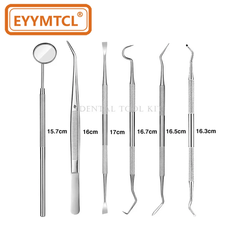 3pcs Stainless Steel Dental Tool Dental Mouth Mirrors Cleaning Tools Mirror Double Probe Sickle /Hoe Tooth Oral Care Kit Dentist