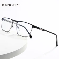 KANSEPT New Metal Eyeglasses Square Frame Business Casual Anti-blue Light Reading Glasses Men's Prescription Customized #6915