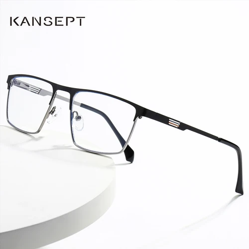 KANSEPT, nuevas gafas de Metal con montura cuadrada, gafas de lectura informales de negocios con luz azul, gafas graduadas personalizadas para hombres # 6915