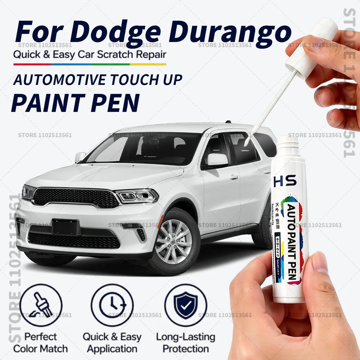 For Dodge Durango Touch Up Paint Pen Car Paint Scratch Repair Tool Diamond black Granite metallic Billet silver Vice white Red