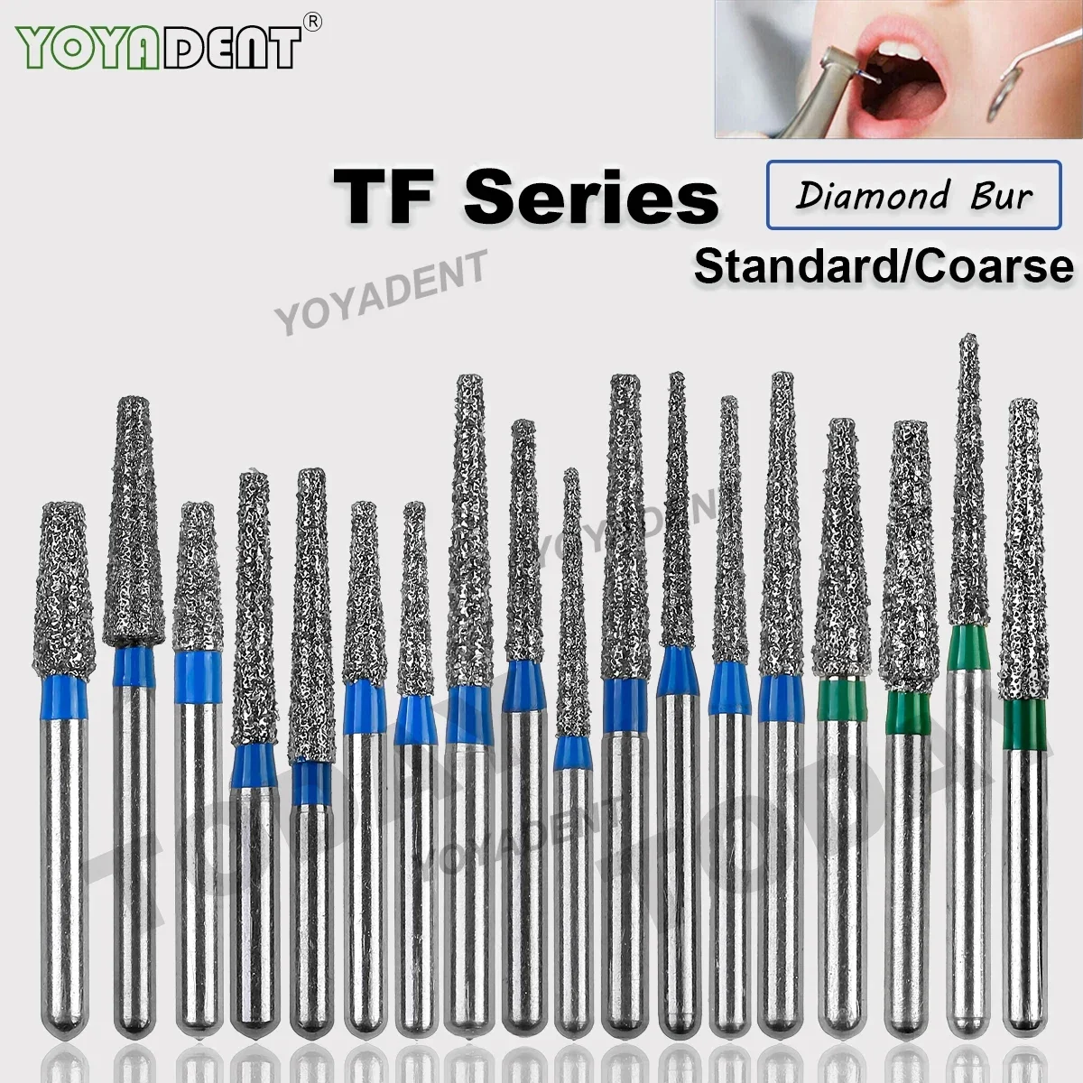 Typ TF dentystyczne wiertła diamentowe stomatologia truskawki do szybkiej rękojeści FG 1.6mm laboratorium dentystyczne polerowanie endodontyczne 10