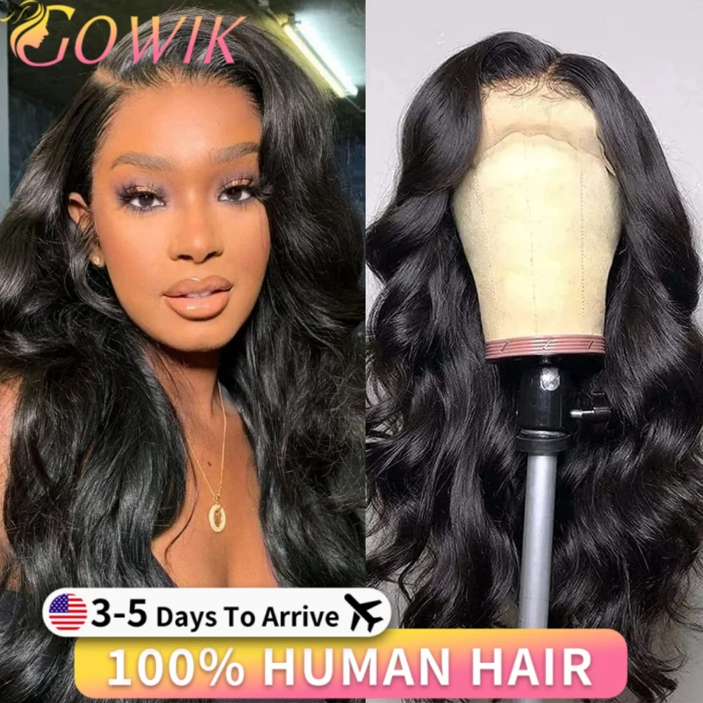 Pelucas con cierre HD 4x4, cabello humano con ondas corporales, pelucas frontales de encaje, ropa de cabello humano y Go, sin pegamento, brasileño, prearrancado para mujeres negras
