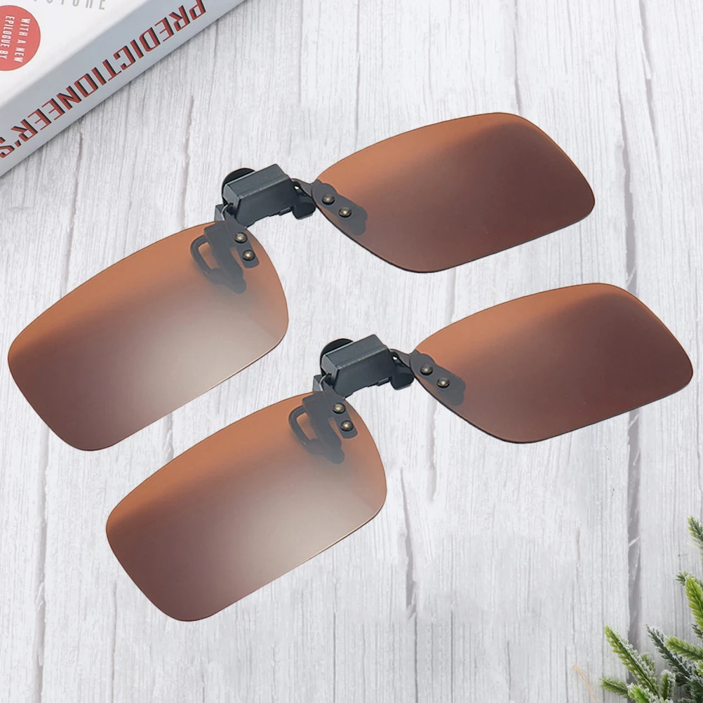 

2pcs Polarized Sunglasses Clips Square Uv Protection Outdoor Anti Glare Driving Sunglasses Soft Silicone Design For Summer