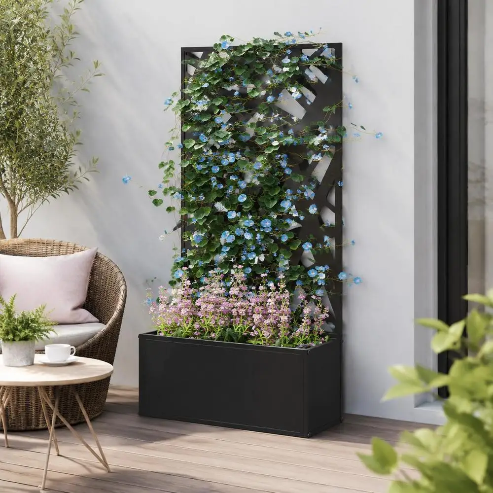 Jardinière avec paravent treillis pour plantes grimpantes, bac à fleurs - Dim. 61L X 23L X 113H Cm Parfait pour séparer le salon, la chambre, le studio, l'appartement et la zone de dressing