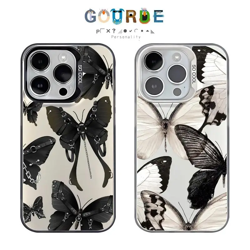 Gourde Advanced Oil Painting Butterfly IMD Phone Case for iPhone 16 Pro Max 11 Pro Max 12 13 14 promax 15 promax Fundas Covers