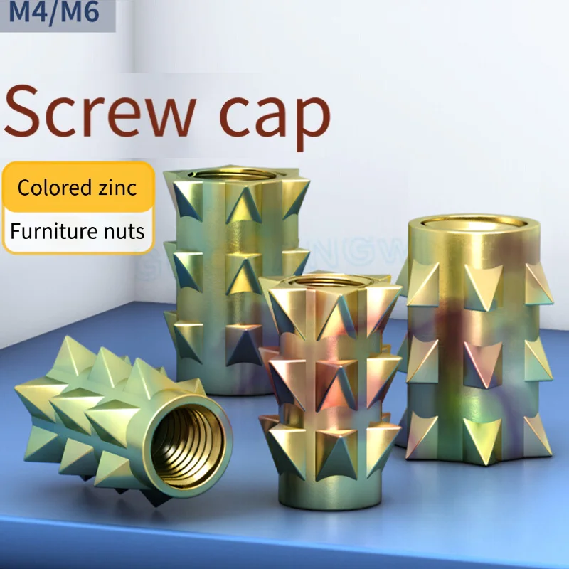 

Furniture Nut Spiked Nut M4*10 6*10|Furniture Connecting Nut Standard Part Anti-Loose Fastener for DIY Furniture Assembly