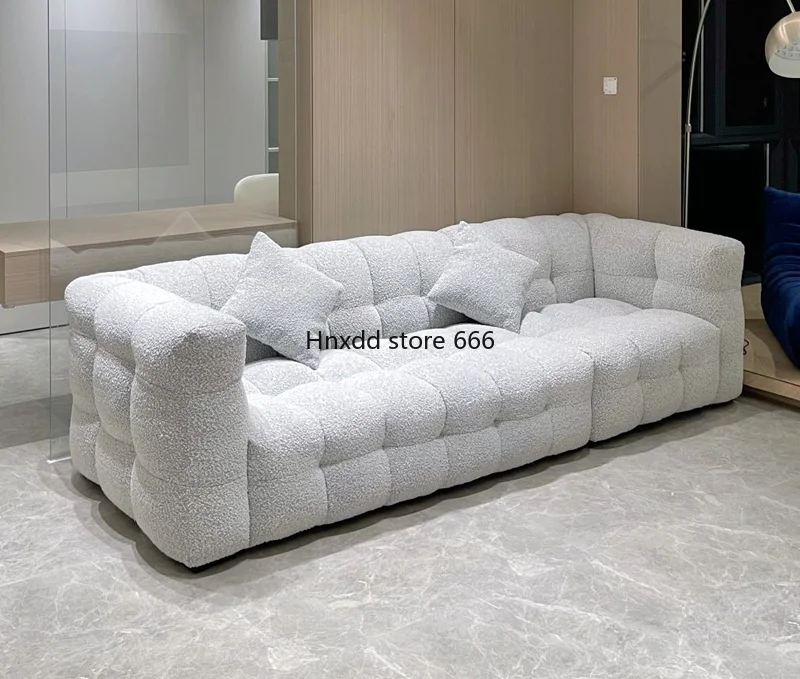 Designer Cream Wind Straight Row Marshmallow Fabric Sofa