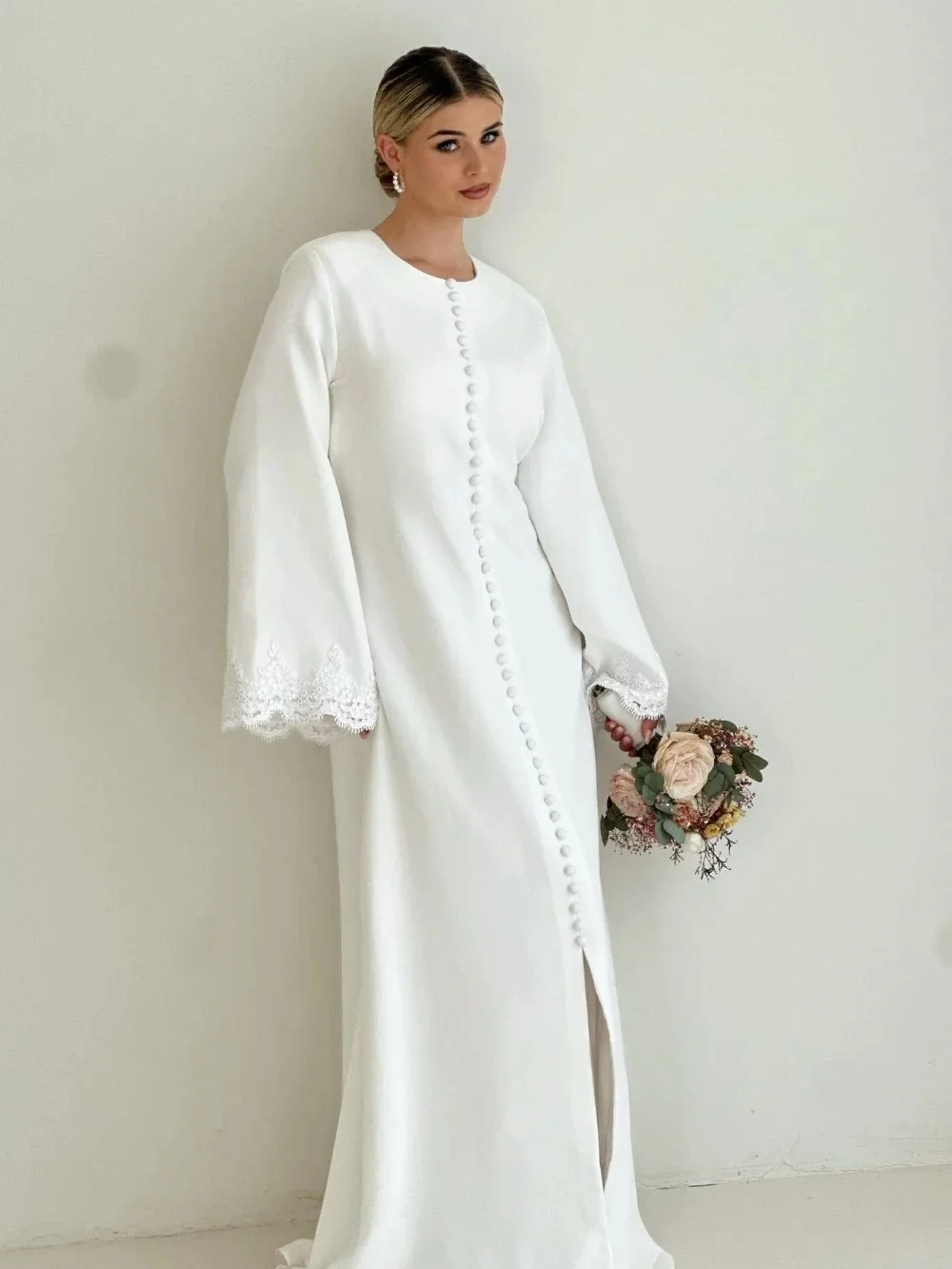 JDY Abito da sposa senza spalline in raso su misura Abito da sposa elegante Abito da sposa civile Abito da cerimonia nuziale a sirena da donna